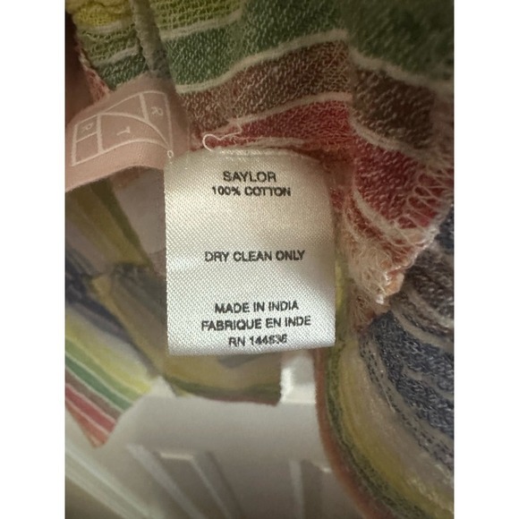 Saylor ANTHROPOLOGIE Sleeveless Rainbow-Stripe Smocked Gauze Mini Dress - Sz M - Picture 5 of 8